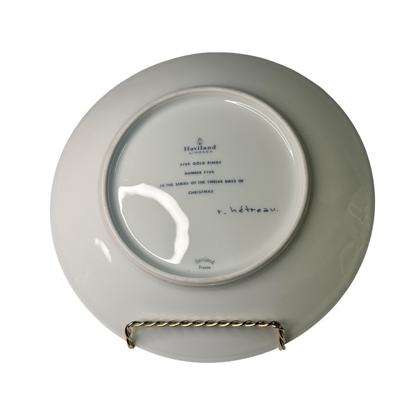 Replacement 1974 Haviland Limoges Plate 12 Days of Christmas, Five Gold RIngs - Picture 2 of 2